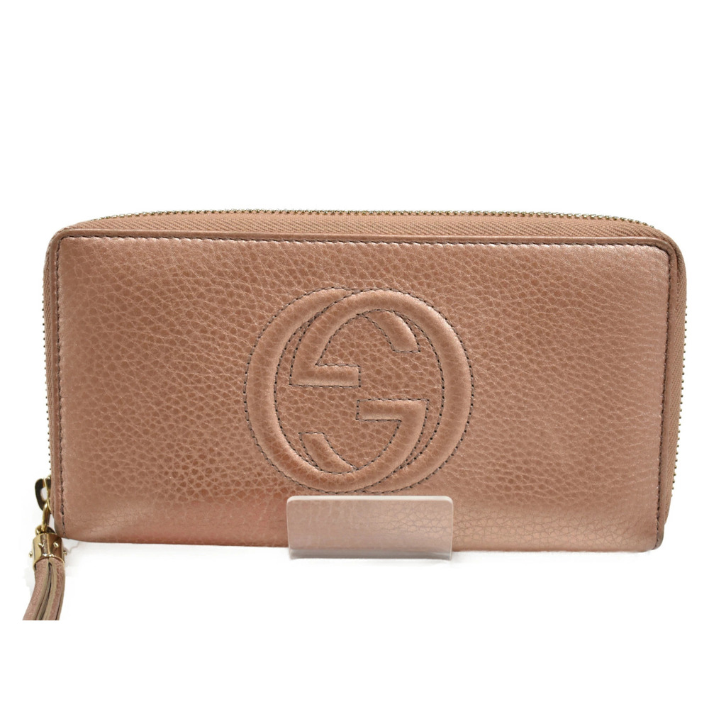 GUCCIZip Around Wallet Pink Leather Long GG